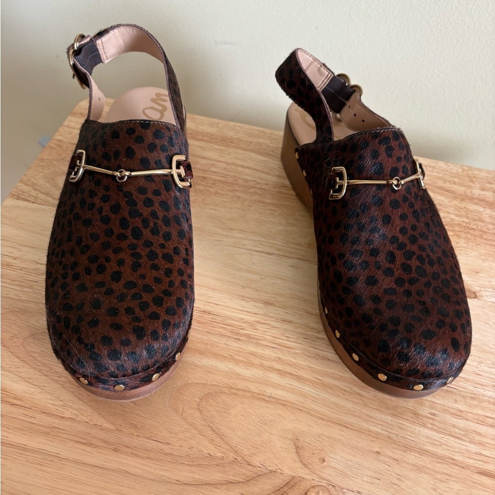 Sam Edelman Brown Leopard Print Mules